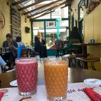 One of the two sitting areas with a large open roof   at Frog - Βάτραχος in Veria