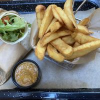 Rice-burger tortilla + fries   at Frog - Βάτραχος in Veria