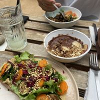 Salty Bread with hummus and a lot of different veggies!!! at Manna Porto in Porto