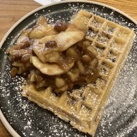 Spiced fruit vegan waffle with Dutch apple at The Waffle House in Norwich