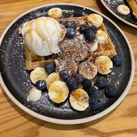 ice cream and berries  at The Waffle House in Norwich