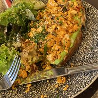 Tofu scramble on bread   at Dankbar Kaffee in Leipzig