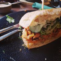 Veganes Sandwich mit Jackfruit BBQ at Dankbar Kaffee in Leipzig