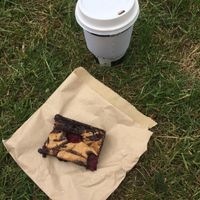 Vegan raspberry and peanut butter brownie at Jack's Shack in Warwick