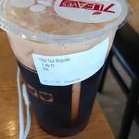 $3.95 Thai Tea: Pretty good, but can be a bit strong with just the soy milk. Order no condensed milk, add soy milk. at 7 Leaves Cafe - Berryessa Rd in San Jose