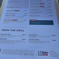 Menu. at The Borough Arms in Bodmin