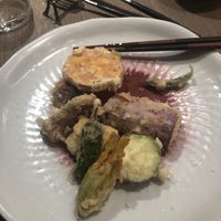 Vegan main: vegetable tempura at Bissoh in Beaune