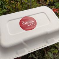 Take away box (cardboard) at The Wonder Spot in Edinburgh