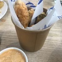 Fried pickles!  at Tom's Diner in Banbury