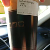 Sea Cream Black Coffee no cream, add soy: This is the only coffee option that can be  vegan.. Our order at 7 Leaves Cafe - Saratoga Ave in San Jose