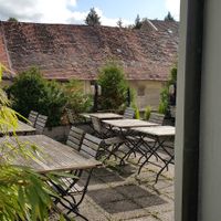 Terrace in the back at L'Olivier in Wil