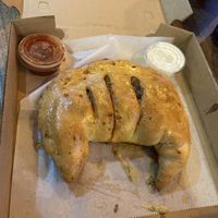 Vegan meatball calzone   at Pie in the Sky in Baltimore