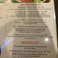 Menu  at Chihuahuas  in Winnemucca