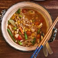 Peanut noodle satay. Unexpectedly, its a soup. at CRAFT Bistro in Surat Thani