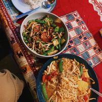 We got the Tofu Chilli Basil with Rice and the Peanut Satay - they were 120Baht each at CRAFT Bistro in Surat Thani