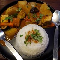 Massaman with rice at CRAFT Bistro in Surat Thani