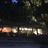 outside at sunset at Maremegmeg Beach Bar in El Nido