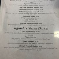  Vegan & Vegetarian menu sections  at Cafe McBryde in Richmond