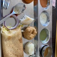 South Indian tiffin. Not enough sambhar and sauces  at Krishna Vilas in Utrecht