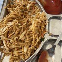 Hakka noodles, hardly any veggies, and what’s up with serving with ketchup?????  at Krishna Vilas in Utrecht