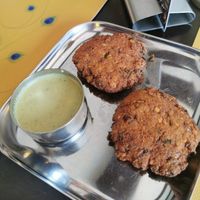 Masala vada, nice and crispy on the outside. at Krishna Vilas in Utrecht