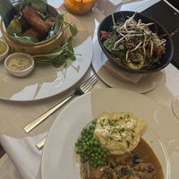 Vegan nuggets, beef salad and bangers and mash  at La Sala in Marbella