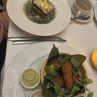 Carbonara and vegan nuggets side  at La Sala in Marbella