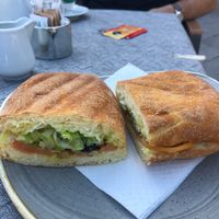 Vegan panini with lettuce, tomato, olives and oil.  at Bar il Panino in Ravello