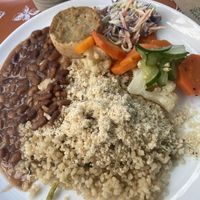 Rice, beans, vegan quiche at Bardana Cozinha Natural in Rio De Janeiro