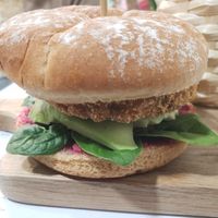 Side profile of the burger at Bento's in Praia Da Barra