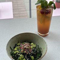 Wakame salad and iced tea  at Miso Place in Krakow