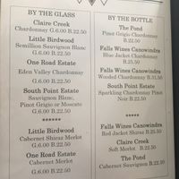 Menu at The Downward Dog in Bodalla