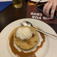 vegan apple pie with biscoff sauce and vegan ice cream  at Pendle Witch in Lancaster