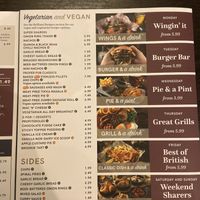 vegetarian and vegan menu at Pendle Witch in Lancaster
