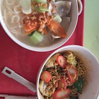 Dumpling Ramen soup and dry dumpling noodles at Yu Long Vegetarian - 玉龙素食 in Central Singapore
