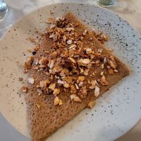 Vegan pancake with almonds and chocolate ❤️ at Crêperie des Promenades in Saint-brieuc
