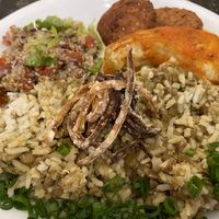 Falafel, Stuffed Cabbage, Rice and Beans  at Caapora - Espaço de Culturas in Florianopolis