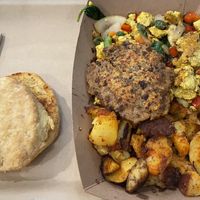 Full plate! That biscuit was AMAZING! So airy and buttery. Best biscuit I’ve had at any vegan establishment!  at Angelhearts Donuts in Ithaca