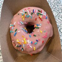 Strawberry donut  at Angelhearts Donuts in Ithaca
