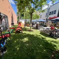 Outside seating zone  at Angelhearts Donuts in Ithaca