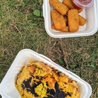 Breakfast skillet and mozzarella sticks at Angelhearts Donuts in Ithaca
