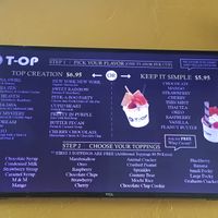 Top right corner says vegan options available. Just ask for the selection! at Top Cold Grill Ice Cream in Murfreesboro