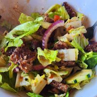 Salad with impossible patty at Boulevard Burgers in St Pete Beach