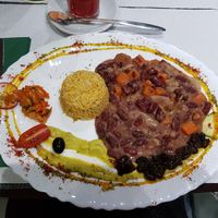 Bean stew with carrot,  tofu and soya sausage at Vegan Story in Lisbon