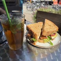 Club sandwich and peach iced tea  at T @ the dials in Brighton