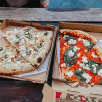 Hawaiian pizza and Margherita pizza at Pizza Flora in San Jose