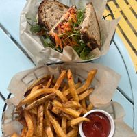 vegan toastie and reg fries  at The Village Roost in Wilmington