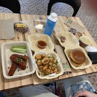 Appetizers and burger at Veggie Grill by Next Level in Cambridge