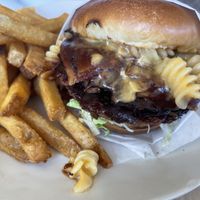 Double beyond burger w added “bacon"  at Veggie Grill by Next Level in Cambridge