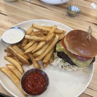 cheeseburger and friess  at Veggie Grill by Next Level in Cambridge